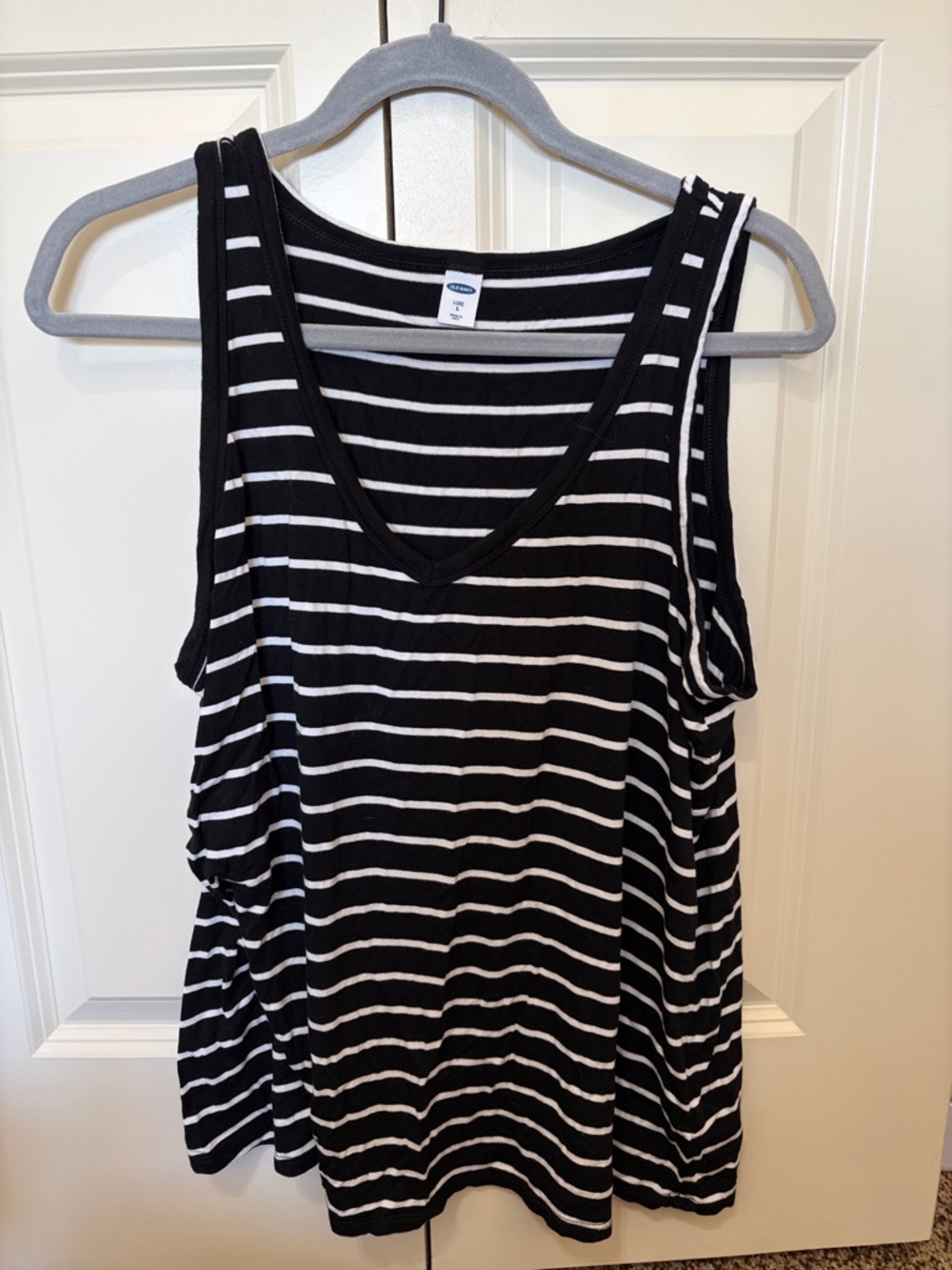 Old Navy Luxe Black & White Striped V-Neck Tank